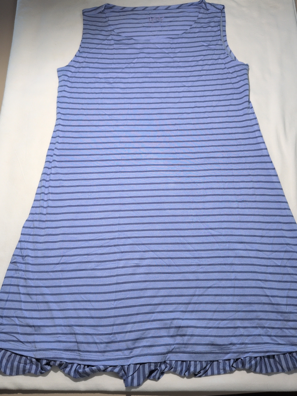 LOGO by Lori Goldstein Navy Striped Shirt
